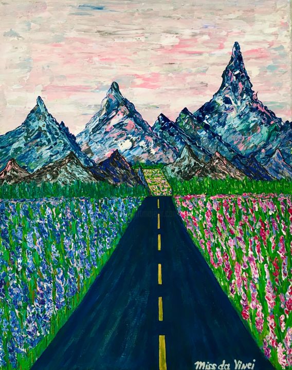 Peinture intitulée "Mountains are calli…" par Olena Vasynovych (Miss Da Vinci), Œuvre d'art originale, Acrylique
