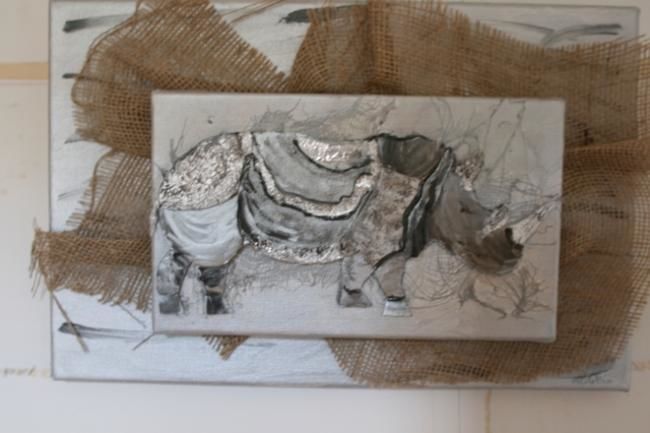 Painting titled "Rhinoceros" by Missduval, Original Artwork