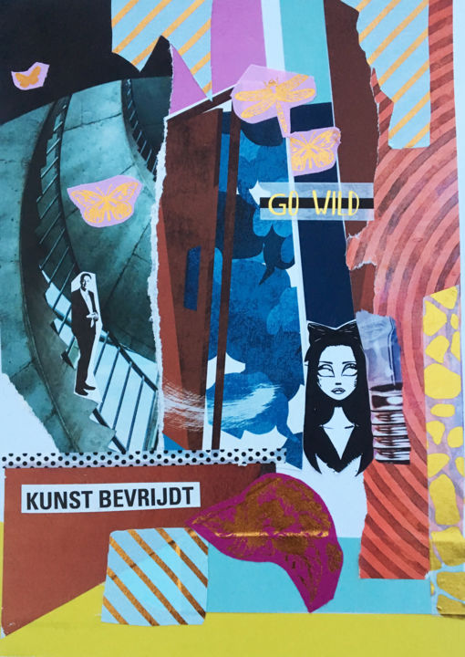 Collages intitulée "kunst bevrijdt" par Miss Eclectic, Œuvre d'art originale, Papier