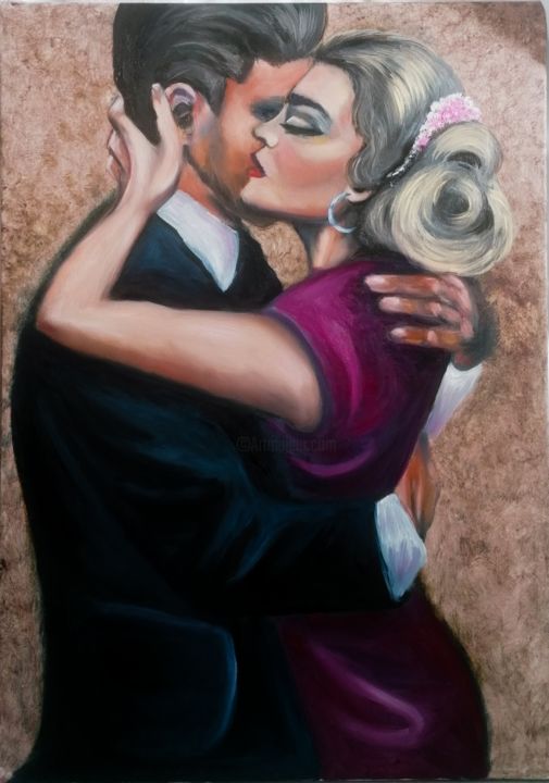 Pittura intitolato "L'amore" da Tatiana Kelesidi, Opera d'arte originale, Olio