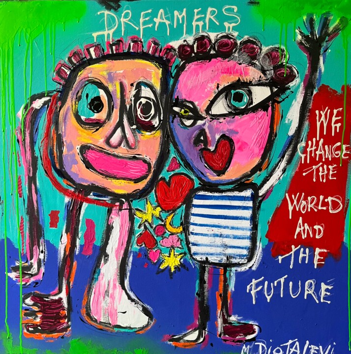 Pintura titulada "Dreamers" por Martine Diotalevi, Obra de arte original, Acrílico Montado en Bastidor de camilla de madera