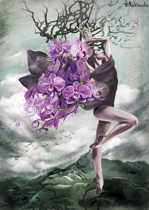 Arts numériques intitulée "Dance (Wild Orchid)" par Olha Vicockaya, Œuvre d'art originale, Peinture numérique