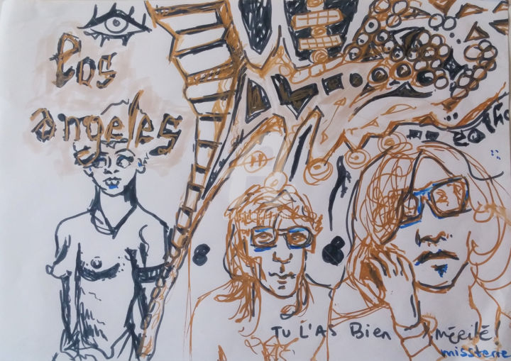 Drawing titled "Los Angeles" by Missterre Apocalypse, Original Artwork, Marker