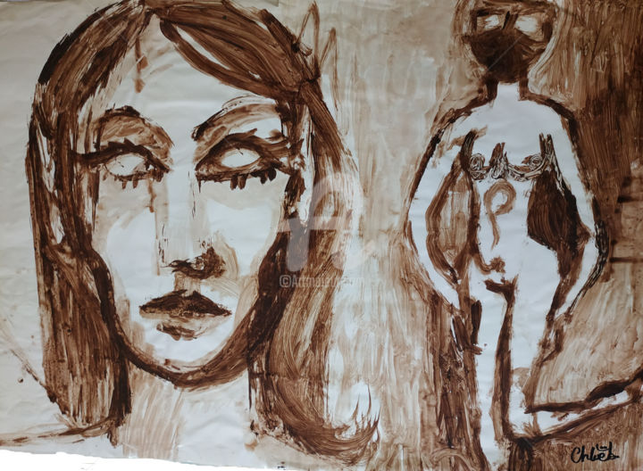 Pintura intitulada "Femme marron" por Missterre Apocalypse, Obras de arte originais, Acrílico
