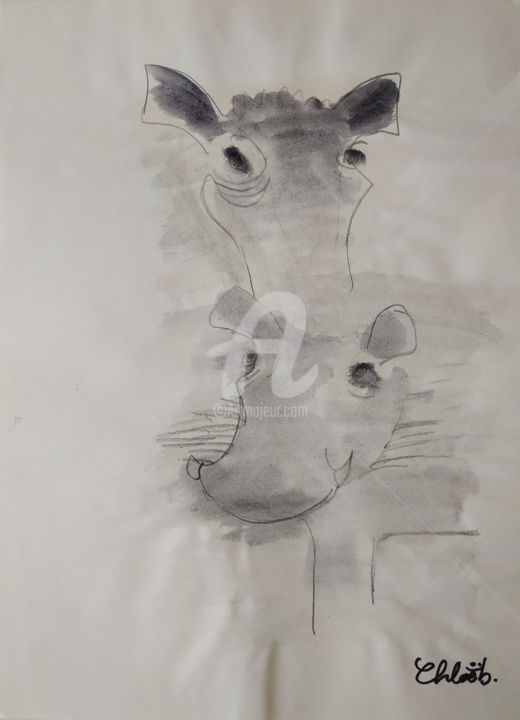 Tekening getiteld "Animal gris" door Missterre Apocalypse, Origineel Kunstwerk, Inkt