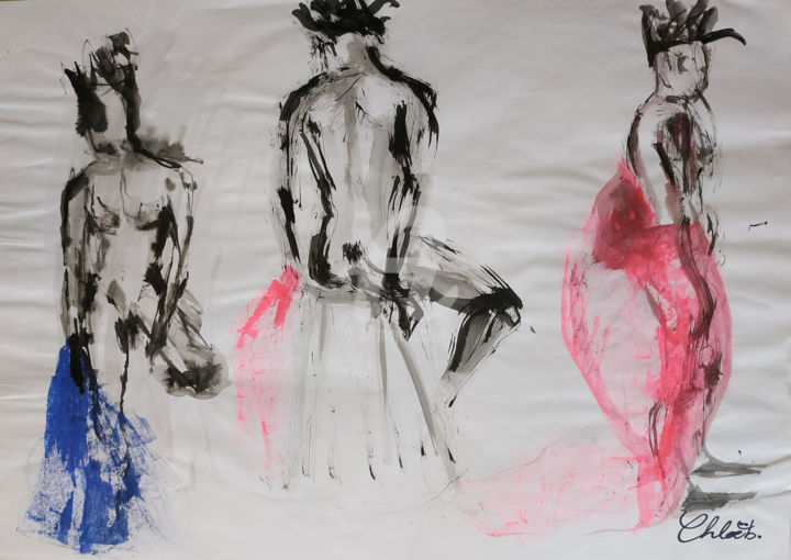 Pintura intitulada "Hommes nus avec acc…" por Missterre Apocalypse, Obras de arte originais, Acrílico