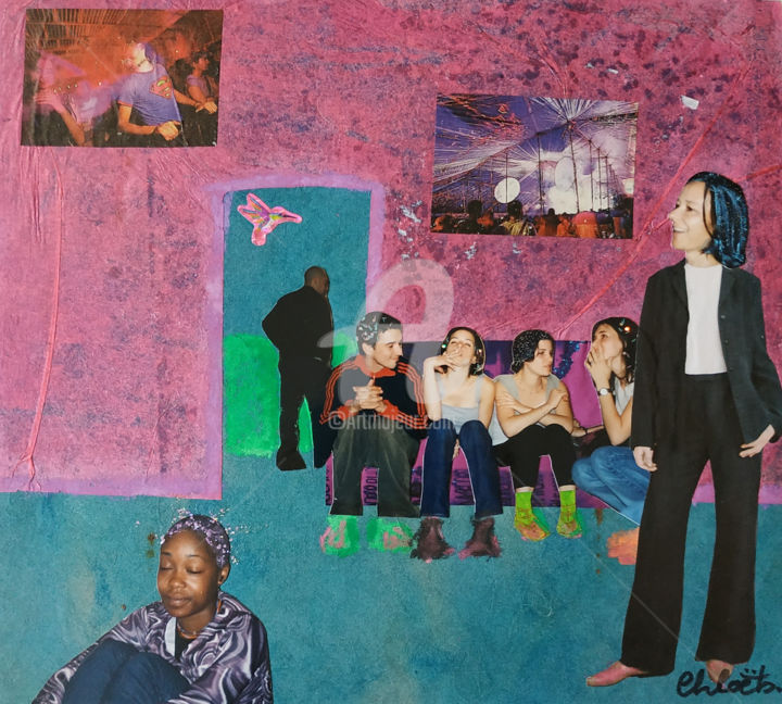 Collages titled "Une fête chez Bruno" by Missterre Apocalypse, Original Artwork, Paper cutting