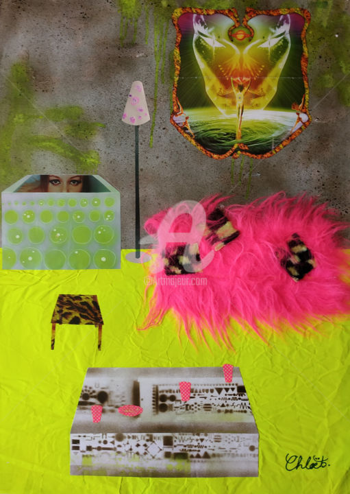 Collages intitulée "Intérieur Technoïd" par Missterre Apocalypse, Œuvre d'art originale, Textiles