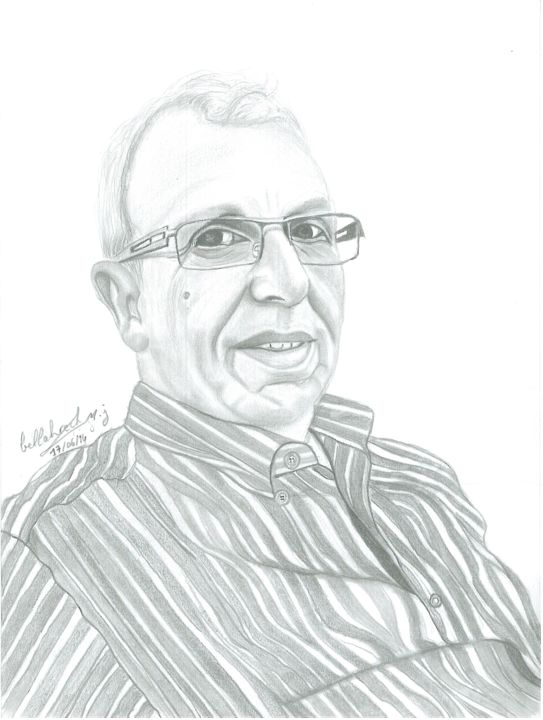 Drawing titled "Portrait" by Mohammed Bellahrech, Original Artwork, Pencil
