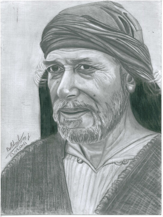 Drawing titled "mohammed kaghat" by Mohammed Bellahrech, Original Artwork, Pencil