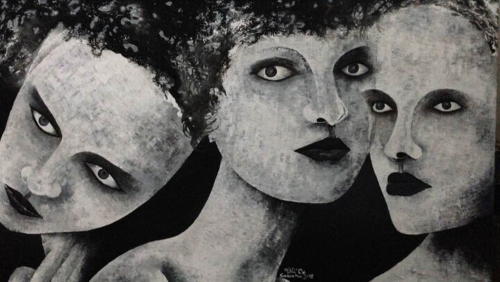 绘画 标题为“Trois visages, troi…” 由Mister Copro, 原创艺术品