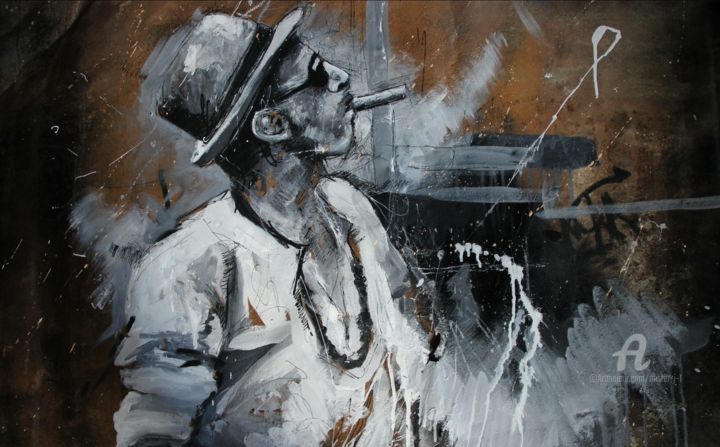 Peinture intitulée "Playlist Black Man" par Mister J, Œuvre d'art originale