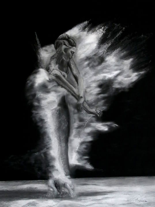 Painting titled "danseuse contempora…" by Sabine Morillon, Original Artwork, Pastel