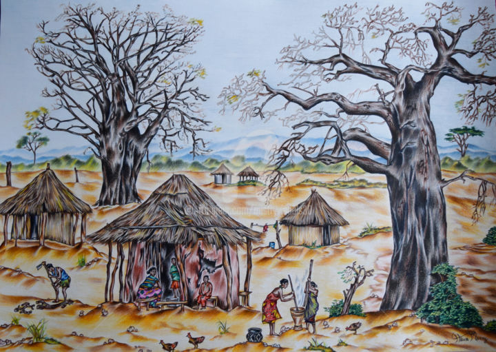 Village Site Drawing By Mistry Visuals Artmajeur