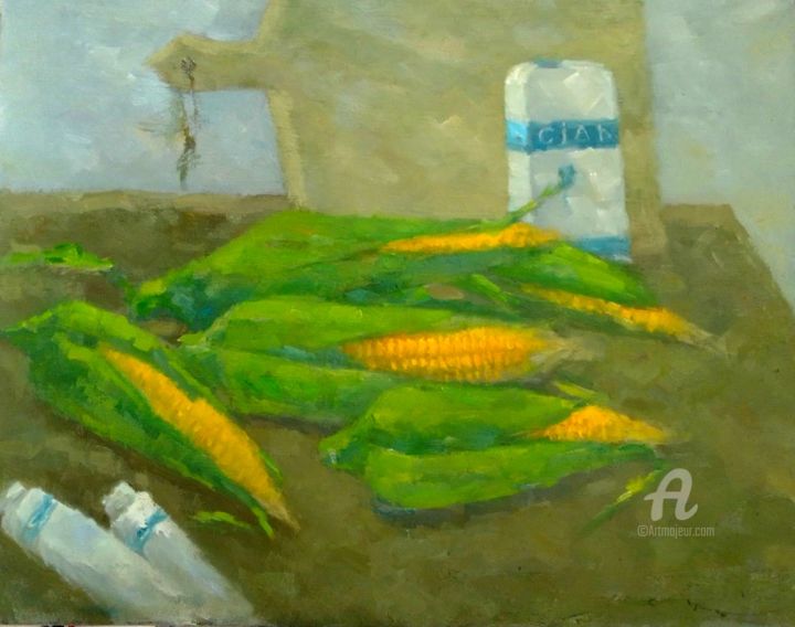 Schilderij getiteld "Золото молочная вку…" door Iagodka, Origineel Kunstwerk, Olie