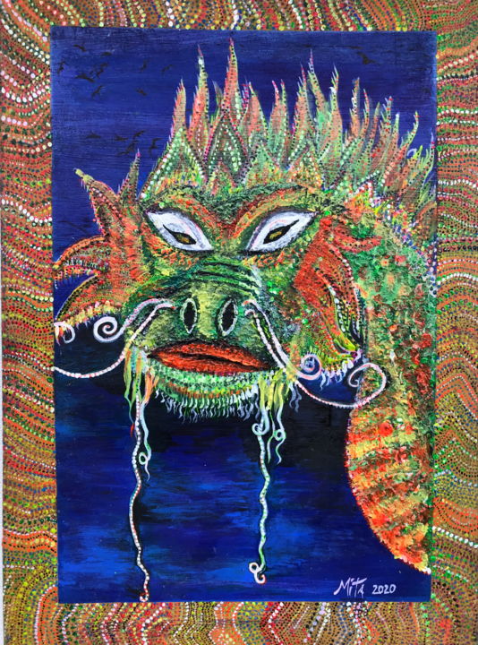 Painting titled "dragon" by Mita Riotto, Original Artwork, Acrylic