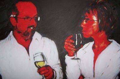 Ζωγραφική με τίτλο "Red and White" από Mitchell Mcintyre, Αυθεντικά έργα τέχνης