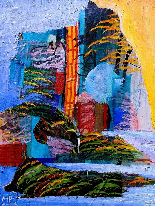 Malerei mit dem Titel "Astral Island" von Mitchell Pluto, Original-Kunstwerk, Öl