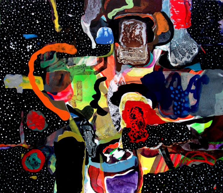 Painting titled "Space Junk”" by Mitchell Rosenzweig, Original Artwork, Acrylic