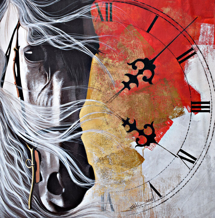 Painting titled "Chasing The Time_30" by Mithu Biswas, Original Artwork, Acrylic