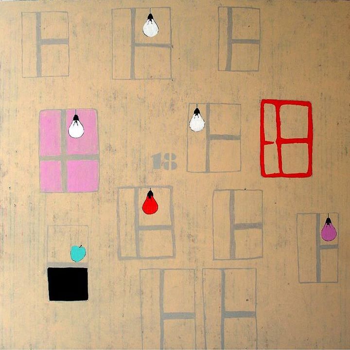 Painting titled "Windows" by Mitko Zhelezarov - Gallery Maestro, Original Art, Acrylic Mounted on Stretcher frame