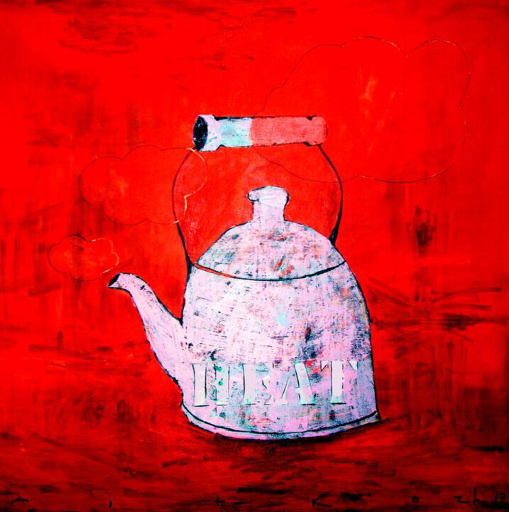 Painting titled "Kettle" by Mitko Zhelezarov, Original Artwork, Acrylic