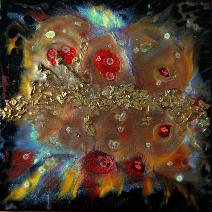 Peinture intitulée ""Ouranos" - RESINART" par Mitty, Œuvre d'art originale, Pigments