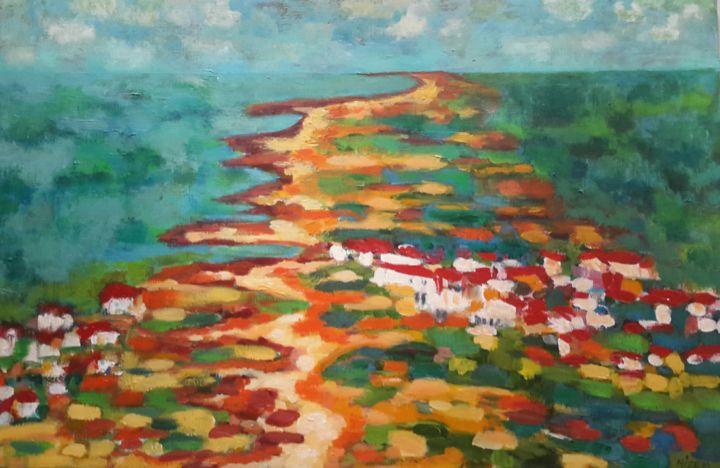 Peinture intitulée "LACANAU OCEAN VU DU…" par Mizem, Œuvre d'art originale, Acrylique