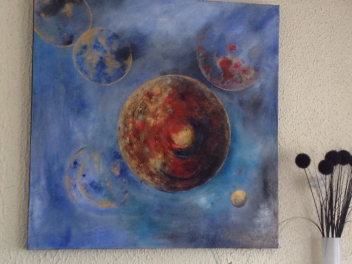 Peinture intitulée "planettes" par Ferreira, Œuvre d'art originale, Acrylique