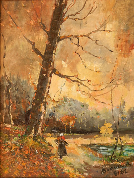 Painting titled "L'Automne" by Raymond Boduin, Original Artwork, Oil