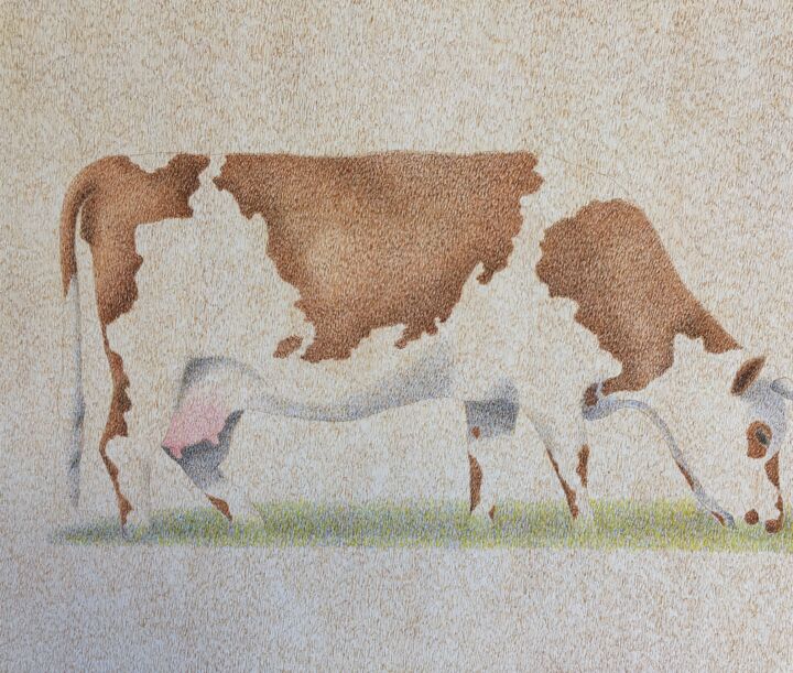 Peinture intitulée "Vache" par Marie José Malargé, Œuvre d'art originale, Gouache