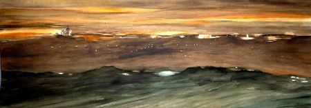 Peinture intitulée "Crépuscule" par Marie-Jeanne Bronzini, Œuvre d'art originale, Aquarelle
