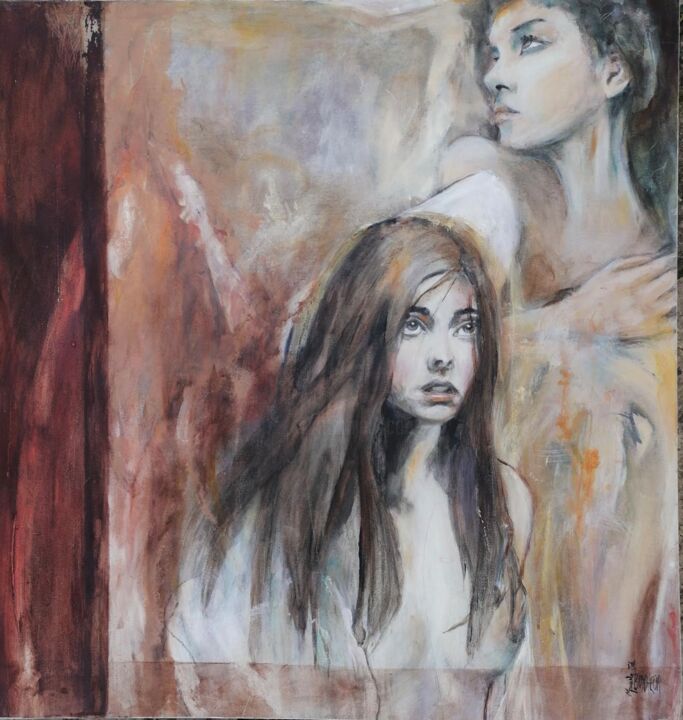 Painting titled "Les yeux de Mona" by Manuela Joé Bonheur, Original Artwork, Acrylic