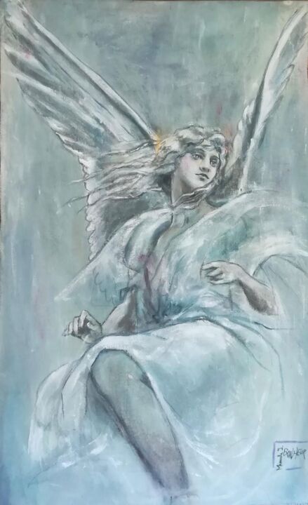 Painting titled "Ange" by Manuela Joé Bonheur, Original Artwork, Acrylic