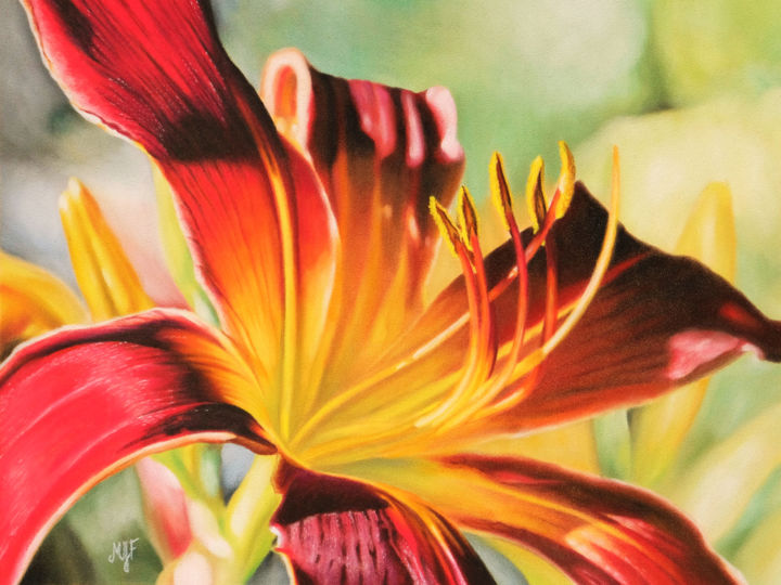 Painting titled "Lys" by Marie-Jeanne Fawer, Original Artwork, Pastel