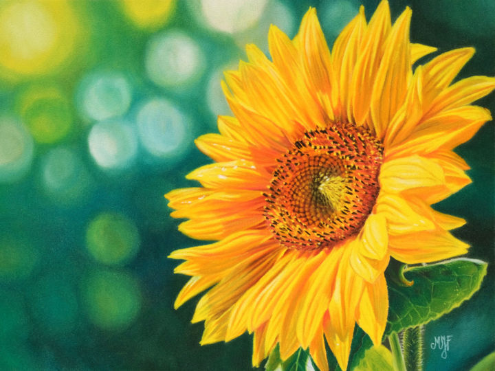 Peinture intitulée "Tournesol" par Marie-Jeanne Fawer, Œuvre d'art originale, Pastel