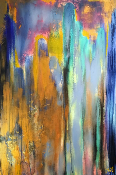 Peinture intitulée "À l'horizon" par Mjg Artiste Peintre, Œuvre d'art originale, Acrylique