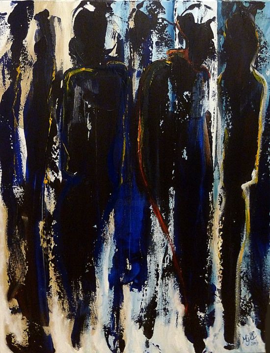 Painting titled "5 à 7" by Mjg Artiste Peintre, Original Artwork, Oil