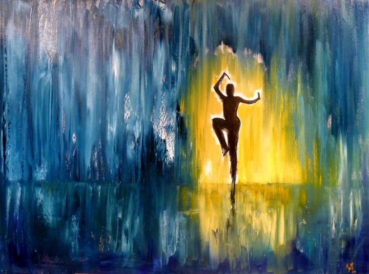 Peinture intitulée "Danseur sous la plu…" par Mjg Artiste Peintre, Œuvre d'art originale