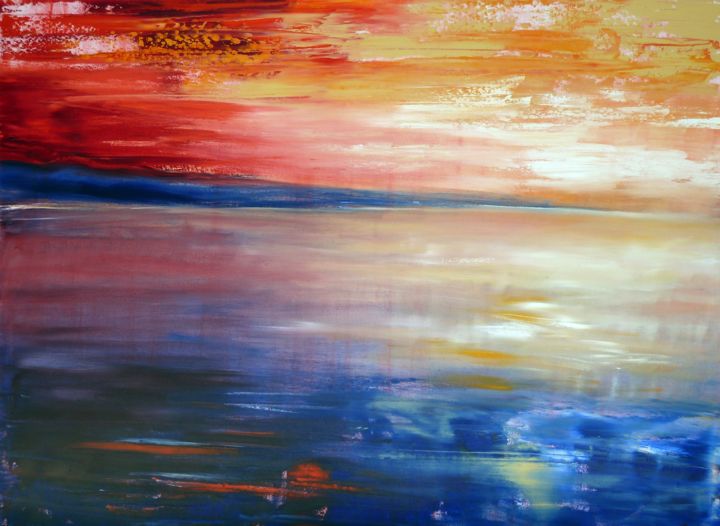 Pintura titulada "Lever de soleil" por Mjg Artiste Peintre, Obra de arte original, Oleo