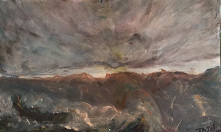 Painting titled "tempête hommage à C…" by Tajel, Original Artwork, Oil