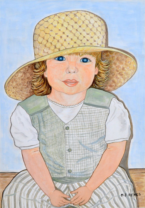 Painting titled "Ophélie "La petite…" by Marie-Josée Reyes, Original Artwork, Watercolor