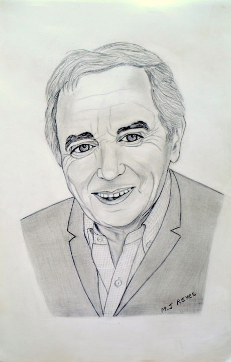 Drawing titled "Portrait de Charles…" by Marie-Josée Reyes, Original Artwork, Pencil
