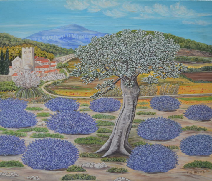 Картина под названием "Lavande" - Marie-Josée Reyes, Подлинное произведение искусства, Масло