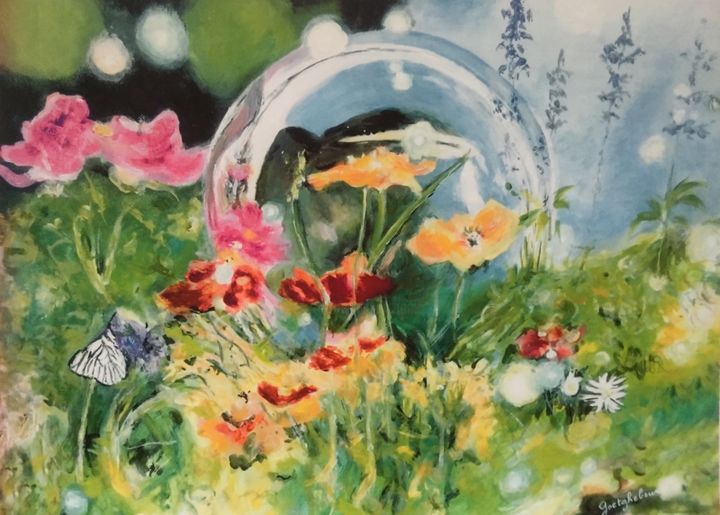 Peinture intitulée "GOUTTE D'EAU SUR TA…" par Goetghebeur, Œuvre d'art originale,