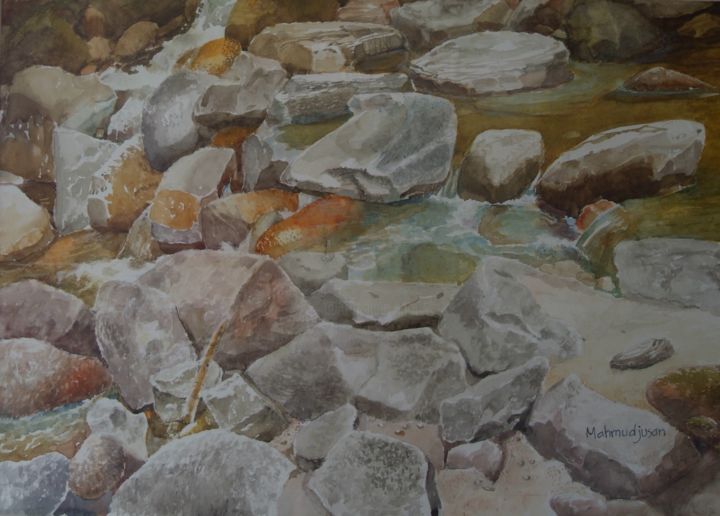 Malerei mit dem Titel "the stoney world.jpg" von Mahmudjusan, Original-Kunstwerk, Aquarell