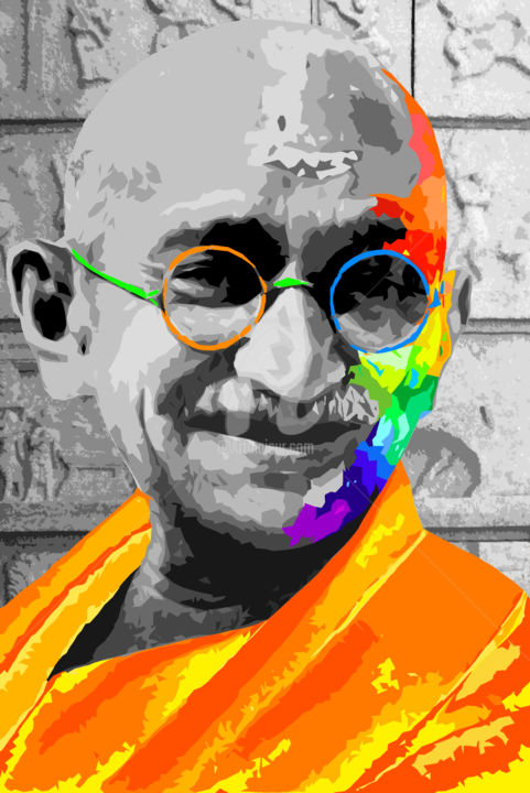 Arte digitale intitolato "Gandhi Pop" da Grafickoncept, Opera d'arte originale, Lavoro digitale 2D