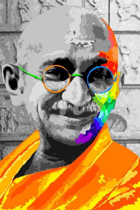 Цифровое искусство под названием "Gandhi Pop" - Grafickoncept, Подлинное произведение искусства, 2D Цифровая Работа