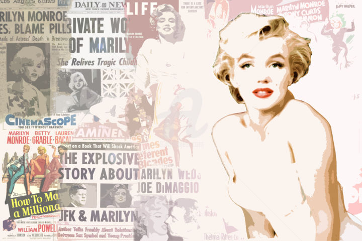 Arts numériques intitulée "Marilyn Monroe" par Grafickoncept, Œuvre d'art originale, Travail numérique 2D