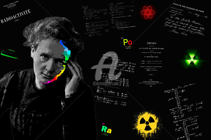 Digital Arts titled "Marie Curie Pop Art" by Grafickoncept, Original Artwork, 2D Digital Work